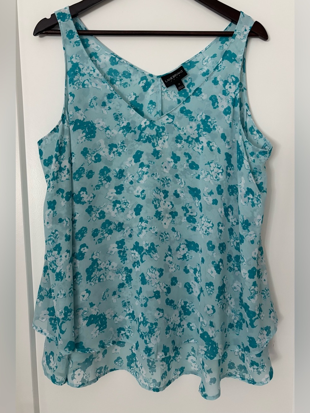 Lane Bryant Teal Floral Tank Top